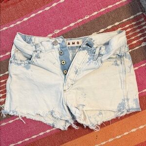 AMO Women's Light Blue Tie-Dye Jean Shorts